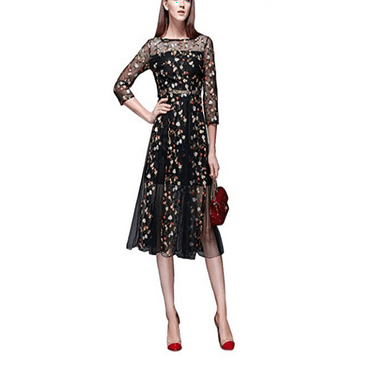 Carriemeow Womens Short Sleeve Round Neck Lace Hollow Dress Midi Dress Swing Dress Party Dresses Carriemeow Womens Short Sleeve Round Neck Lace Hollow Dress Midi Dress Swing Dress Party Dresses
